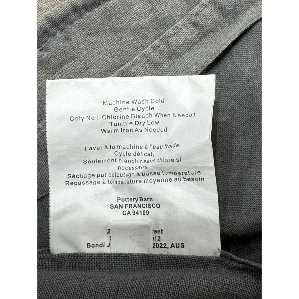 Pottery Barn Euro Shams Set of 2 Sage Green Cotton Linen Quilted Pick Stitch